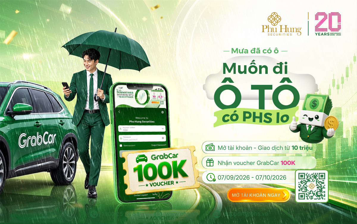 Thumbnail MƯA ĐÃ CÓ Ô – MUỐN ĐI Ô TÔ, CÓ PHS LO: MỞ TÀI KHOẢN - GIAO DỊCH NHẬN VOUCHER GRABCAR 100.000 VND